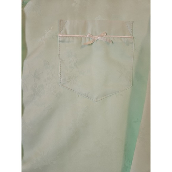 Miss Elaine Pajama Set Large Floral Jacquard 2 Piece Set Light Green - Picture 5 of 11